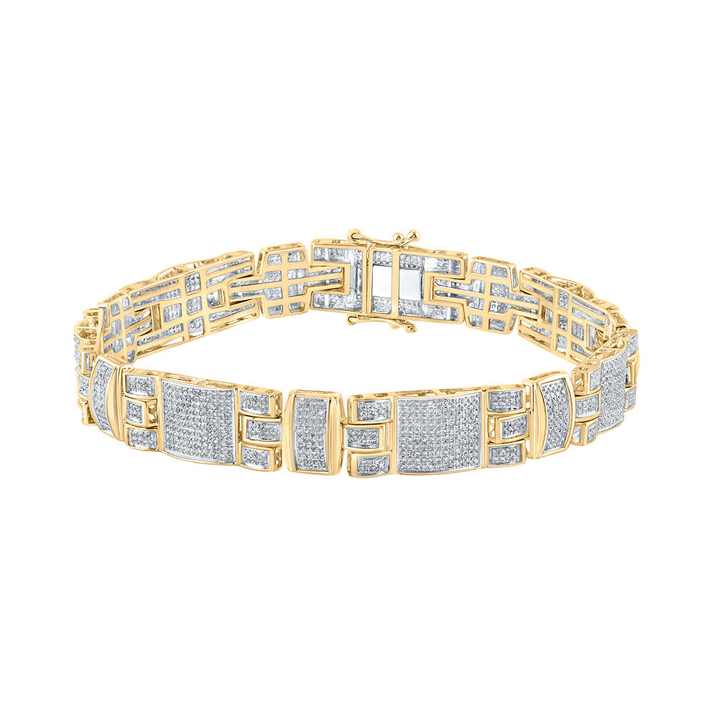 10K YELLOW GOLD ROUND DIAMOND LINK BRACELET 2-3/4 CTTW