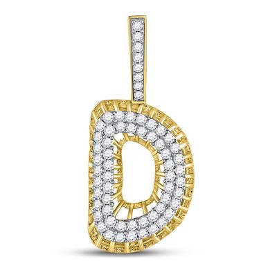 10K YELLOW GOLD ROUND DIAMOND ""D"" CHARM PENDANT 1 CTTW