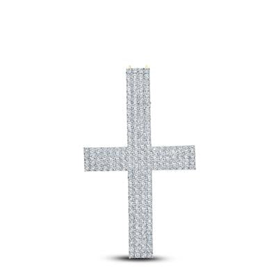 10K YELLOW GOLD ROUND DIAMOND CROSS CHARM PENDANT 7/8 CTTW