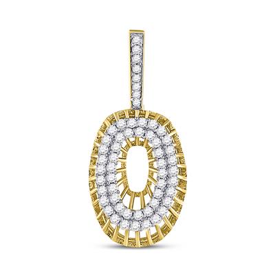 10K YELLOW GOLD ROUND DIAMOND O LETTER CHARM PENDANT 1 CTTW