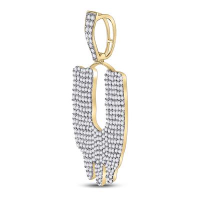 10K YELLOW GOLD ROUND DIAMOND DRIP U LETTER CHARM PENDANT 3 CTTW