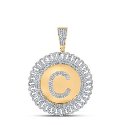 10K YELLOW GOLD ROUND DIAMOND C LETTER CHARM PENDANT 1-1/5 CTTW