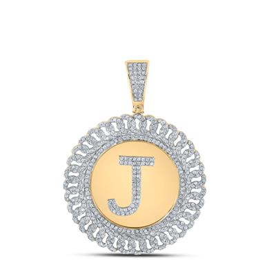 10K YELLOW GOLD ROUND DIAMOND J LETTER CHARM PENDANT 1-1/4 CTTW