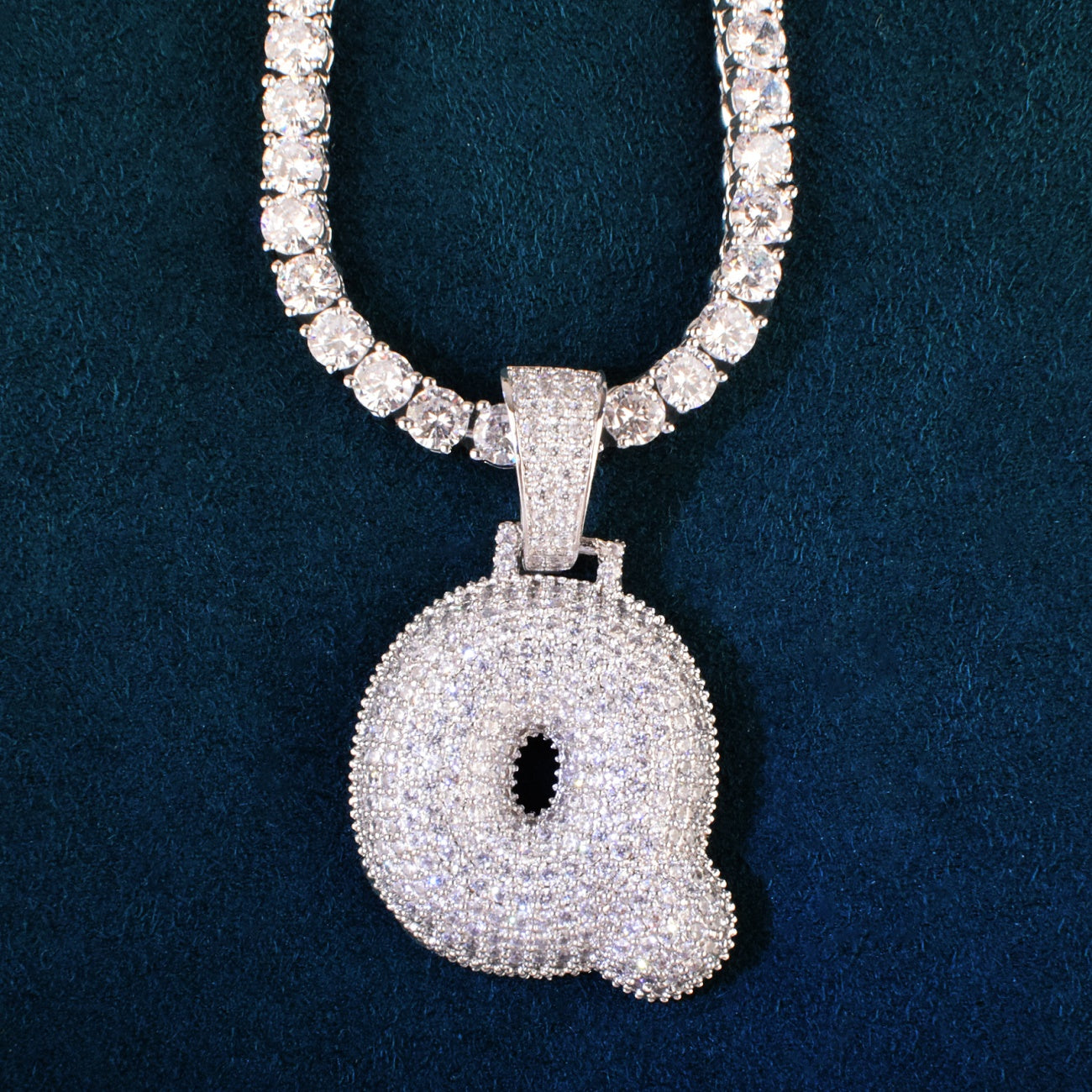 A-Z Bubble Letter Initials Pendant Necklace