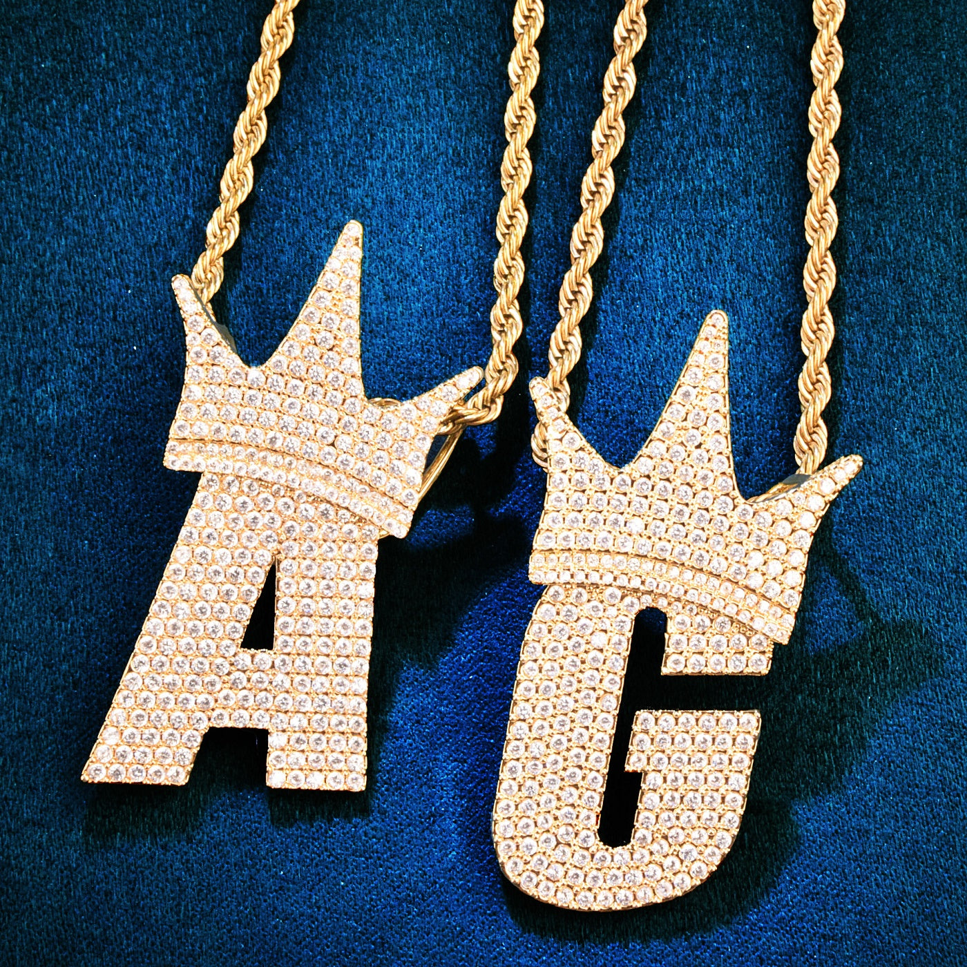 A Z Crown Bail Letter Pendant Necklace
