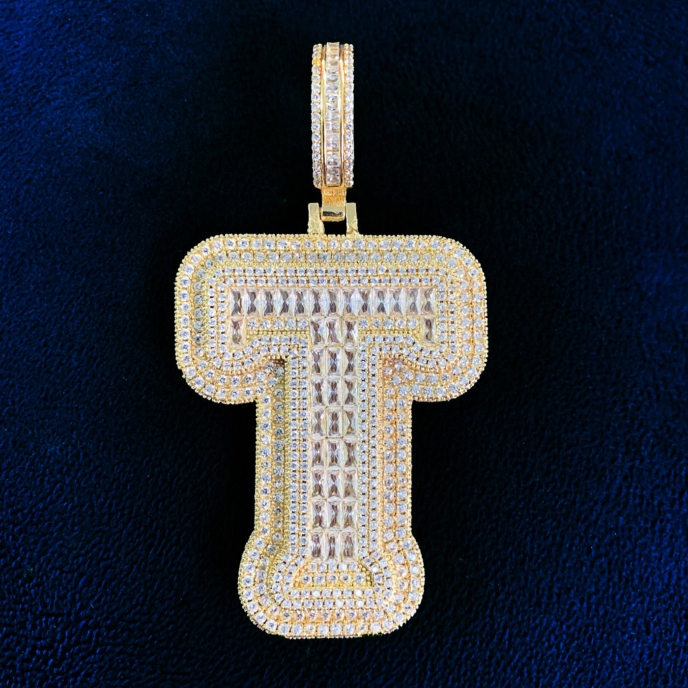 A~Z Single Baguette Letter Name Hip Hop Pendant