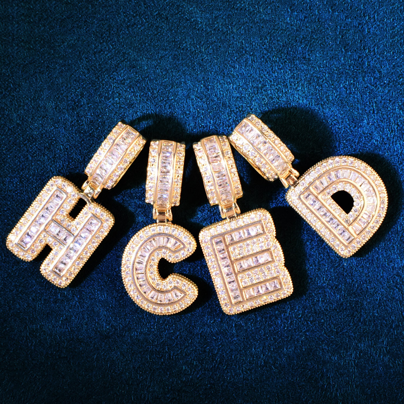 A Z Single Small Baguette Letter Pendant Necklace