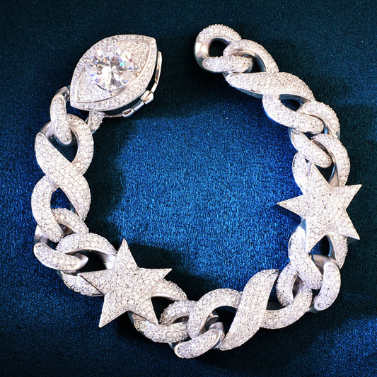 Golden Color Star Miami Cuban Bracelet
