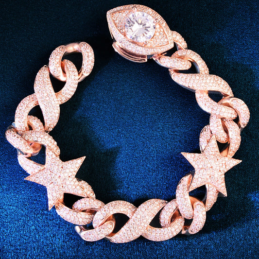 Golden Color Star Miami Cuban Bracelet
