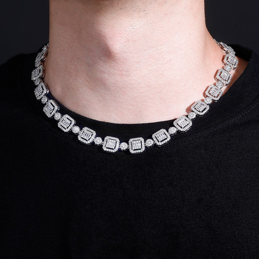 12mm Baguette & Round Necklace