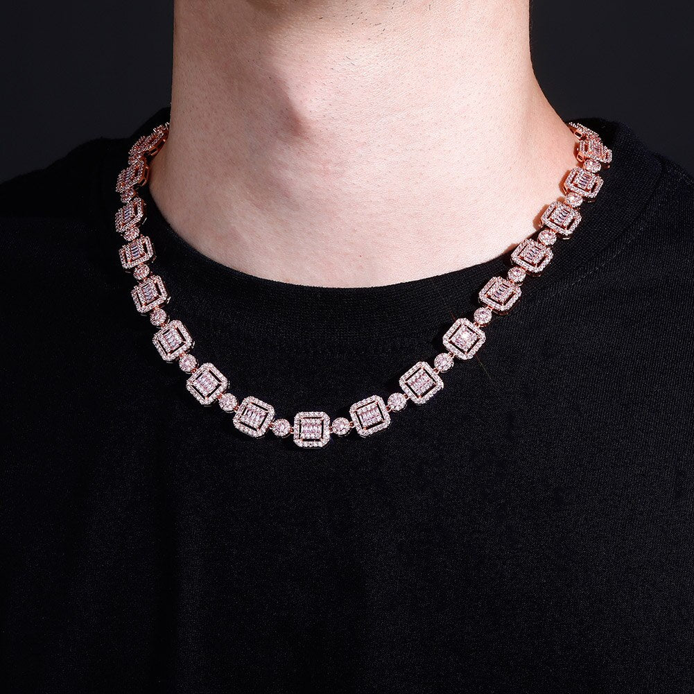 12mm Baguette & Round Necklace