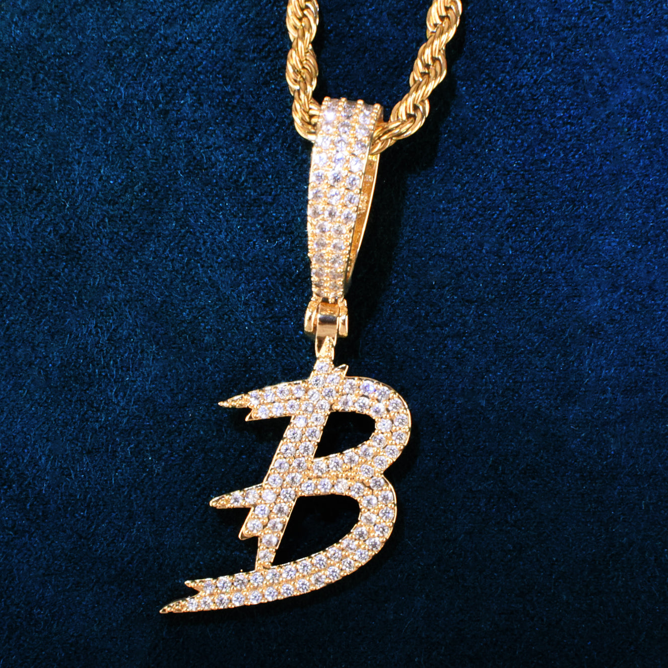 Single Cursive Letter Pendant Necklace