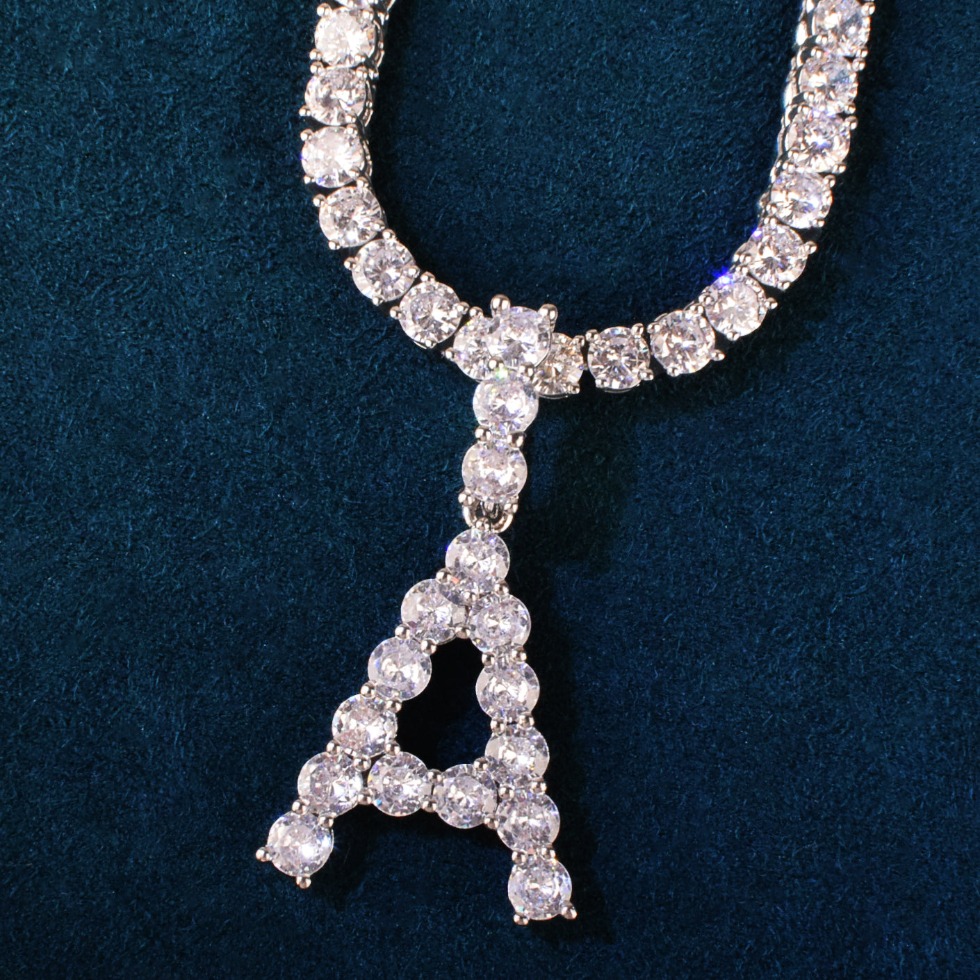 Single Tennis Letter Pendant Necklace