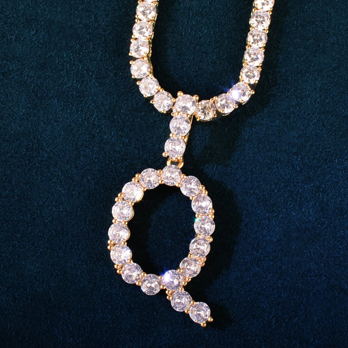 Single Tennis Letter Pendant Necklace