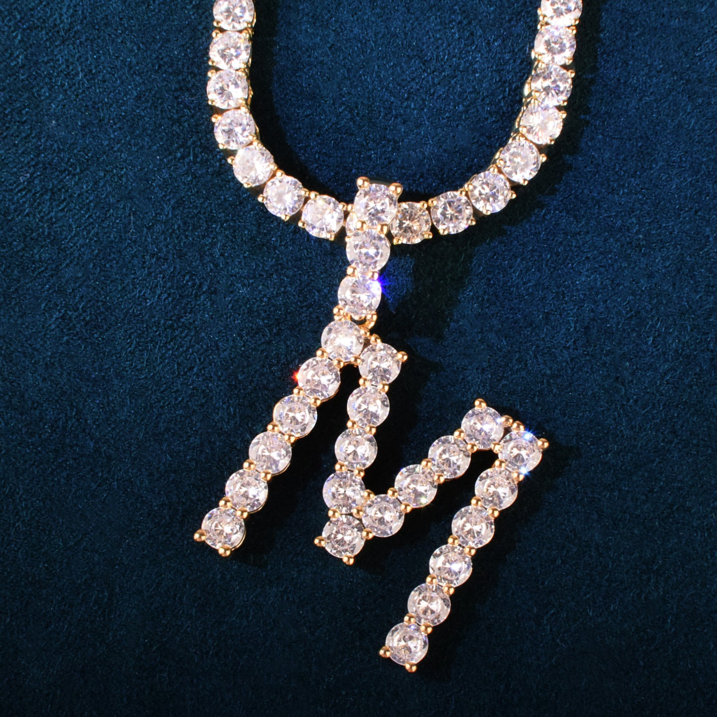 Single Tennis Letter Pendant Necklace