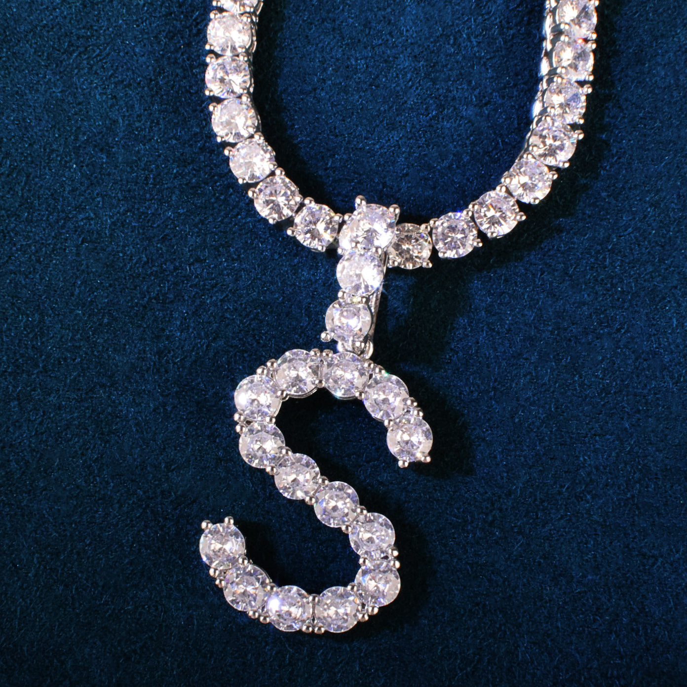Single Tennis Letter Pendant Necklace