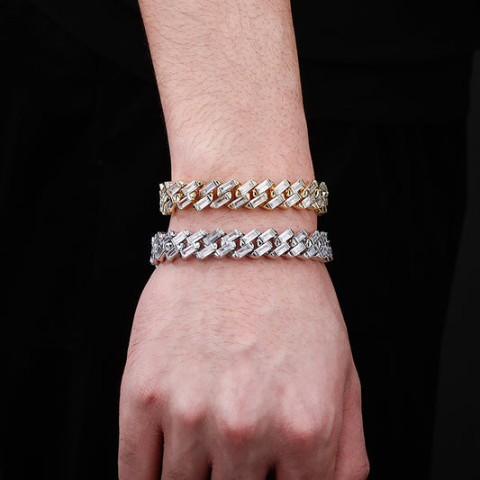12MM Baguette Channel Set Cuban Bracelet