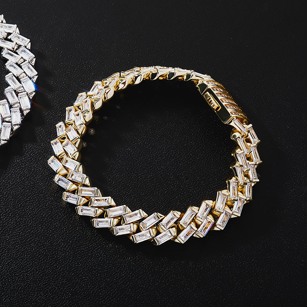 12MM Baguette Channel Set Cuban Bracelet
