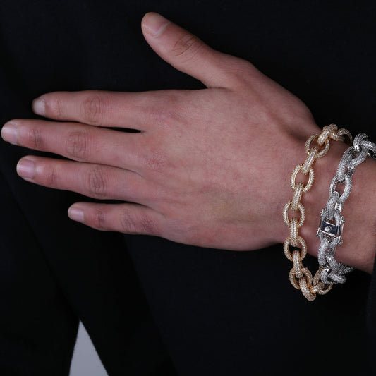 12mm Mens Charm Link Bracelet