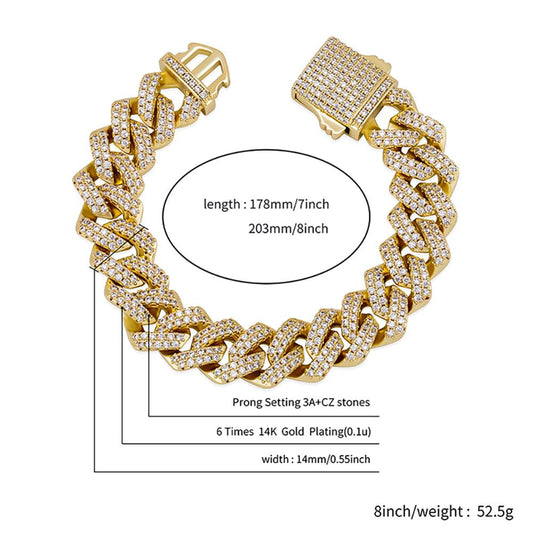 12mm Miami Cuban Chain Bracelet