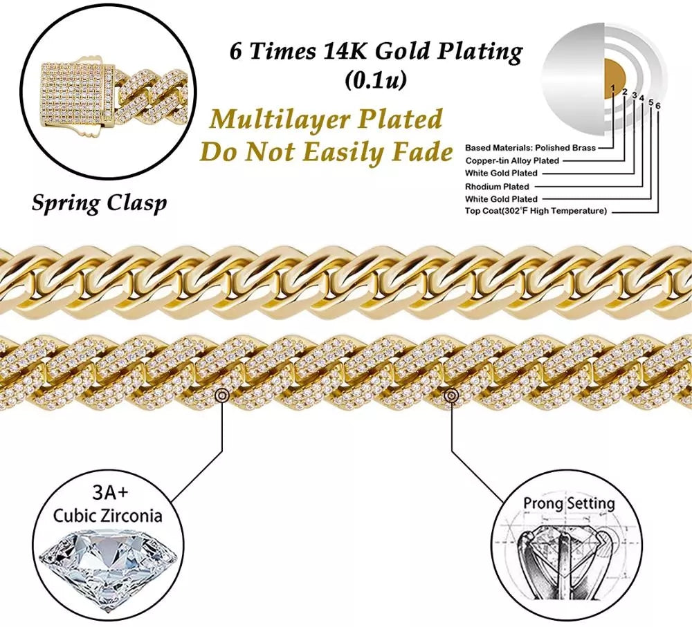 12mm Miami Cuban Chain Bracelet