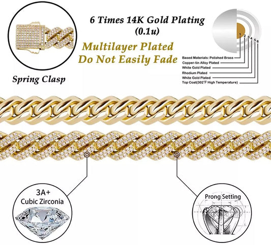 12mm Miami Cuban Chain Bracelet