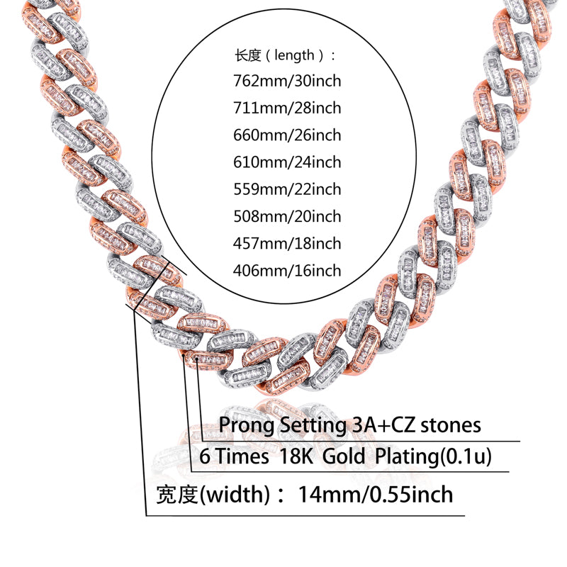 14mm Miami New Box Clasp Cuban Link Chain