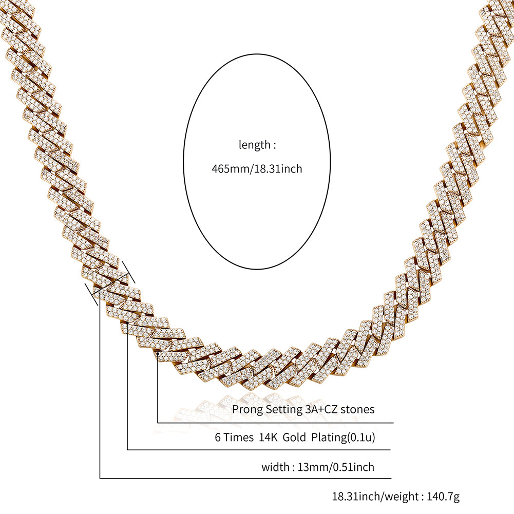 14mm Miami Cuban Link Chain Necklace