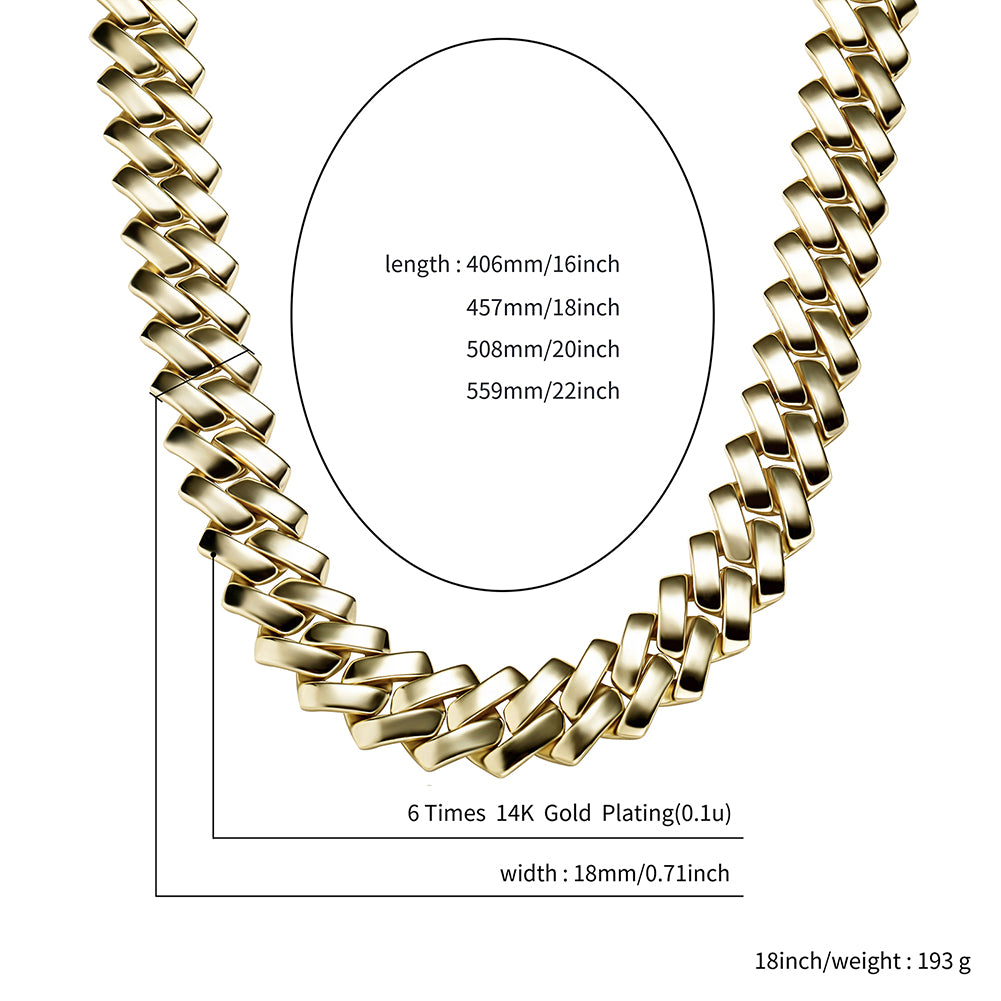 18mm Cuban Chain Miami Prong Link Chain Glossy