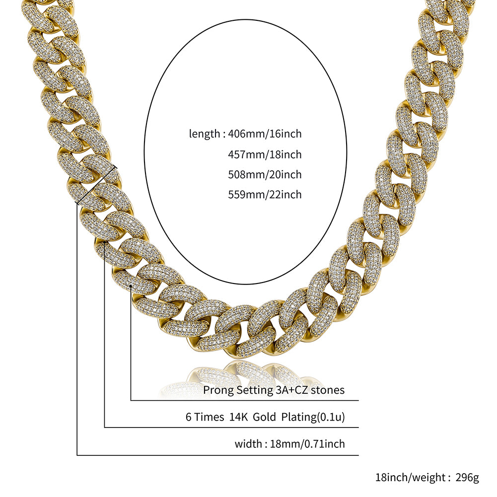 18MM Iced Luxury Cuban Link Chain