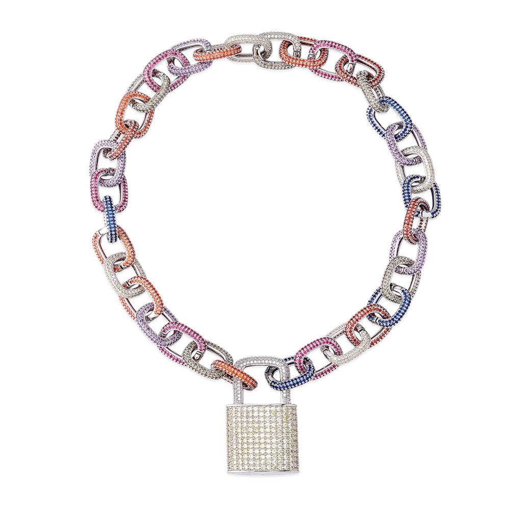 18mm Miami Cuban Chain Necklace With Lock Pendant