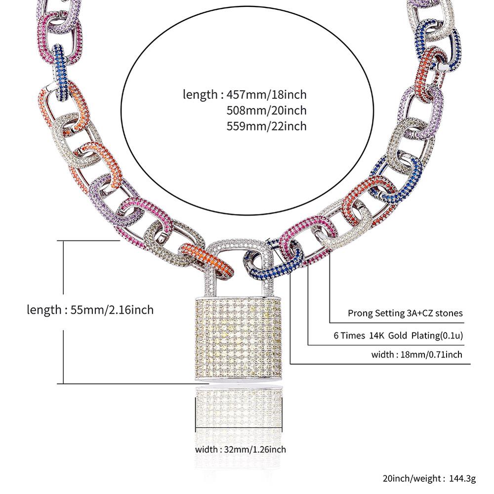 18mm Miami Cuban Chain Necklace With Lock Pendant