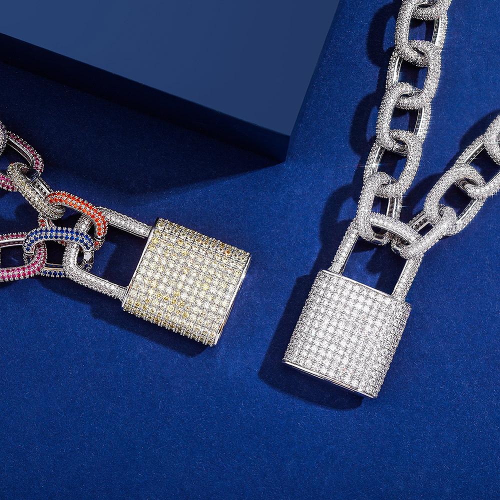 18mm Miami Cuban Chain Necklace With Lock Pendant