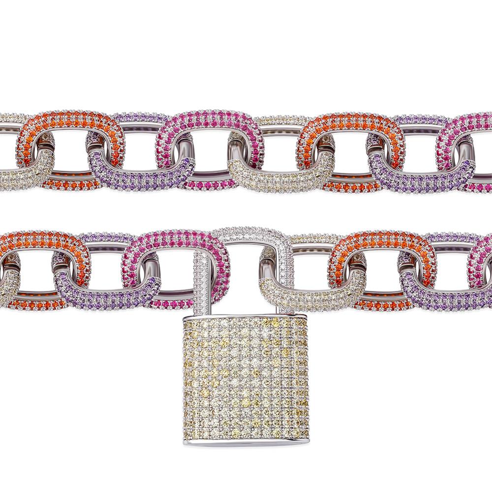 18mm Miami Cuban Chain Necklace With Lock Pendant