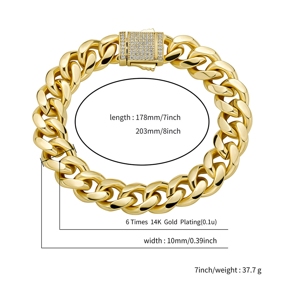 10mm & 12mm Spring Clasp Cuban Bracelet