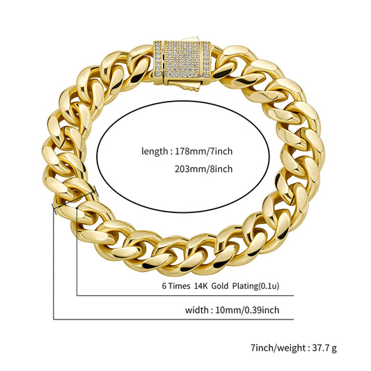 10mm & 12mm Spring Clasp Cuban Bracelet