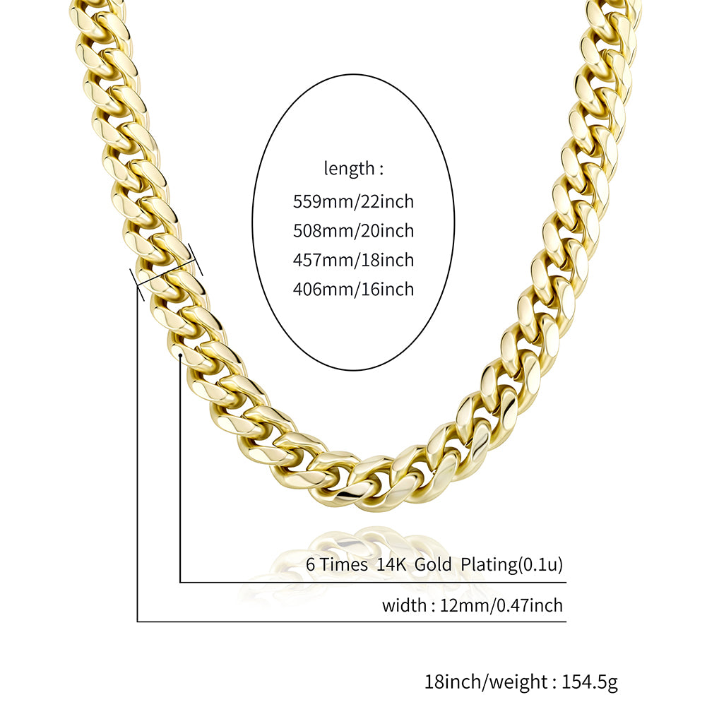 12mm Miami Cuban Chain With Spring Ring Clasps