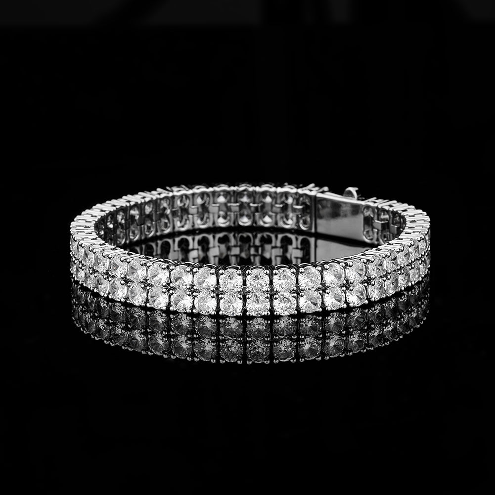 4MM 2 Row Cubic Zirconia Tennis Chain Bracelet