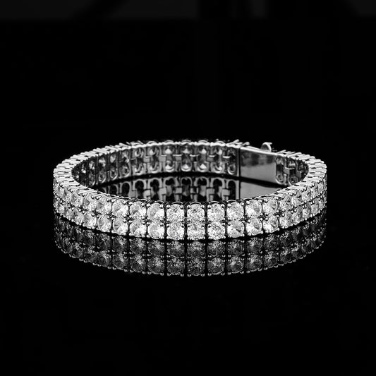 4MM 2 Row Cubic Zirconia Tennis Chain Bracelet