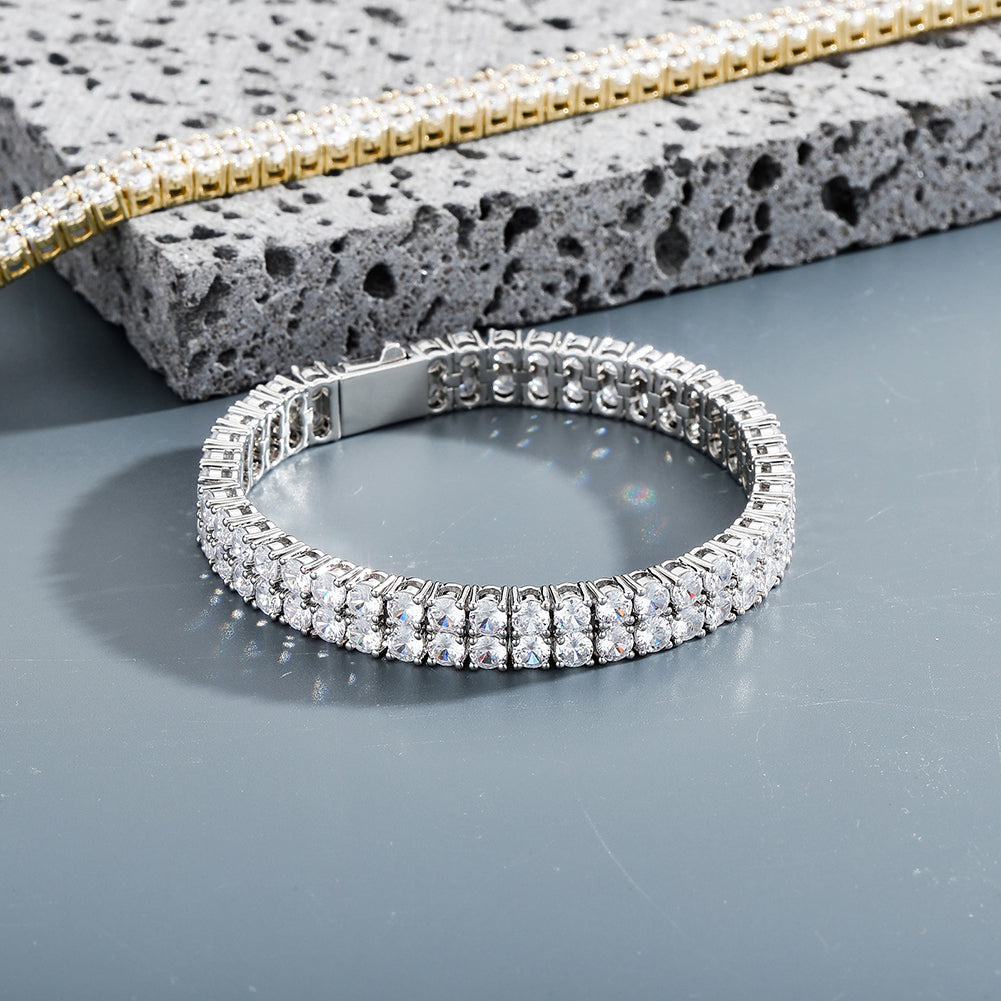 4MM 2 Row Cubic Zirconia Tennis Chain Bracelet