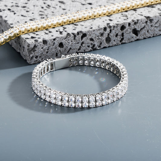4MM 2 Row Cubic Zirconia Tennis Chain Bracelet