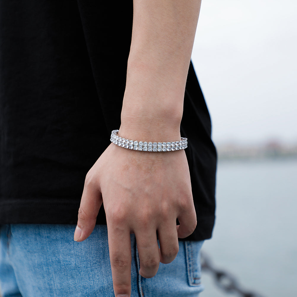 4MM 2 Row Cubic Zirconia Tennis Chain Bracelet