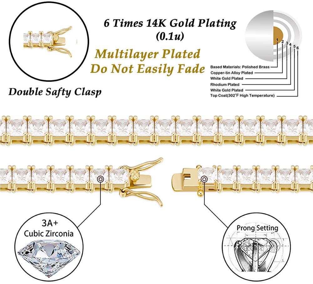 6mm Baguette Tennis Chain Bracelet