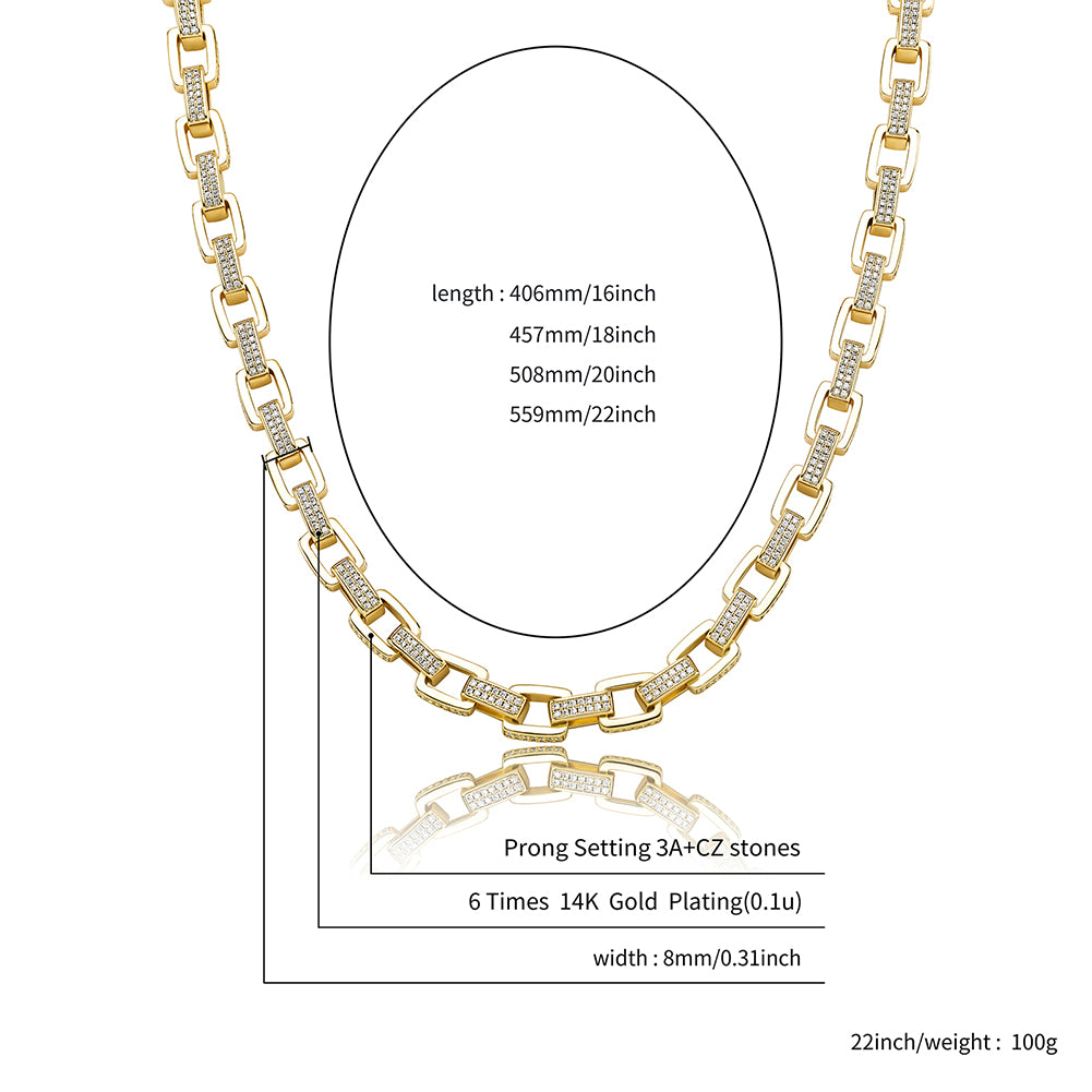 8mm Ice Box Link Chain Necklace