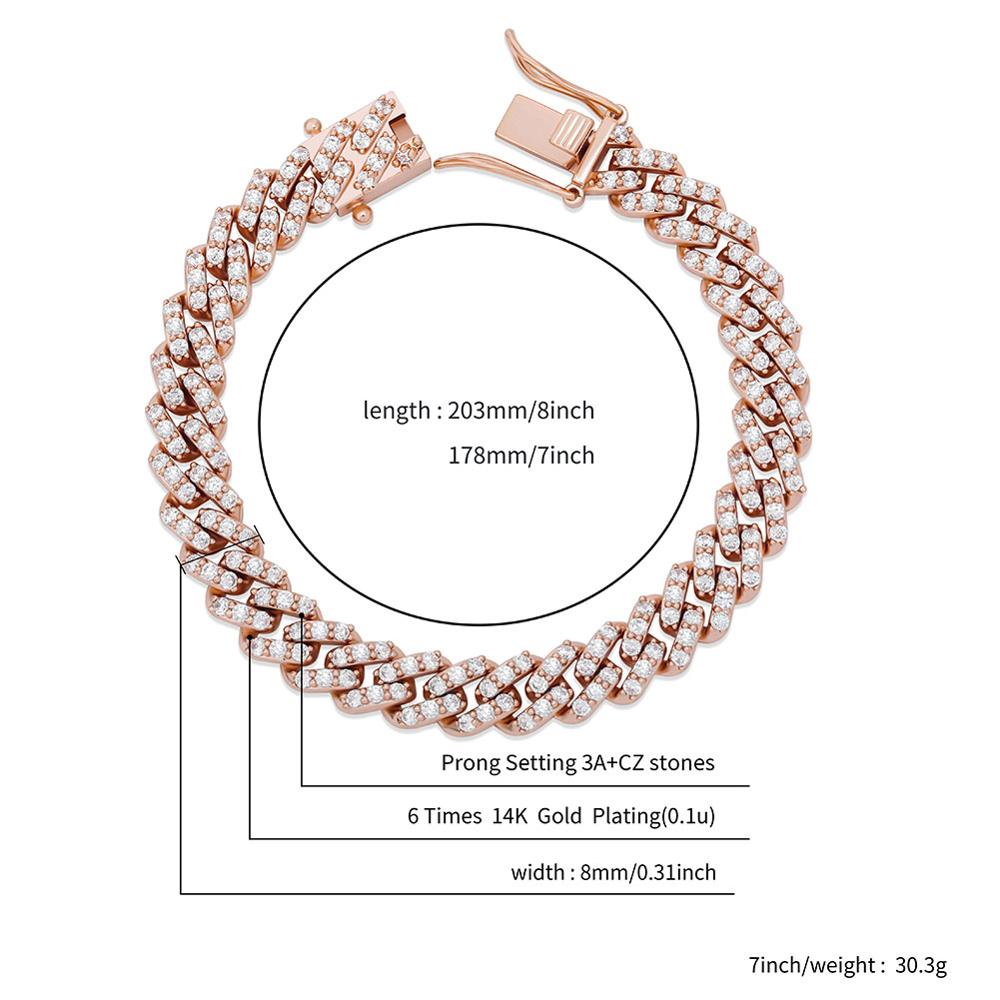 8mm Miami Cuban Chain Bracelet