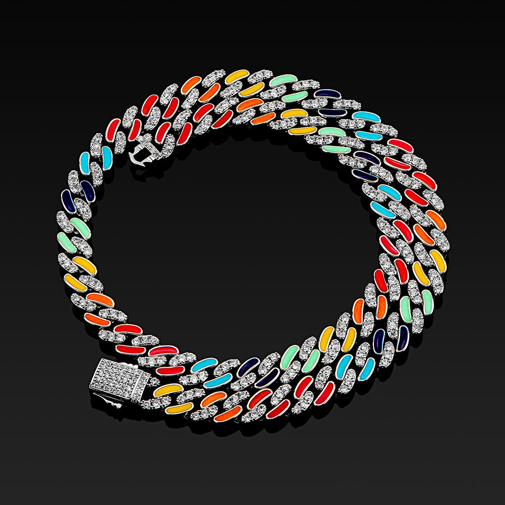 9mm Colorful Dripping Oil Cuban Prong Chain