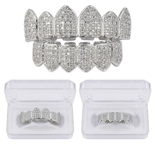 6 Top & 6 Bottom Micro Pave Cz Stones Teeth Grills Set