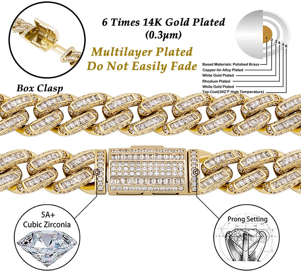 16mm Luxury Baguette Chain Bracelet