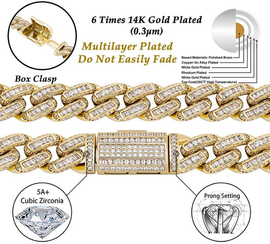 16mm Luxury Baguette Chain Bracelet