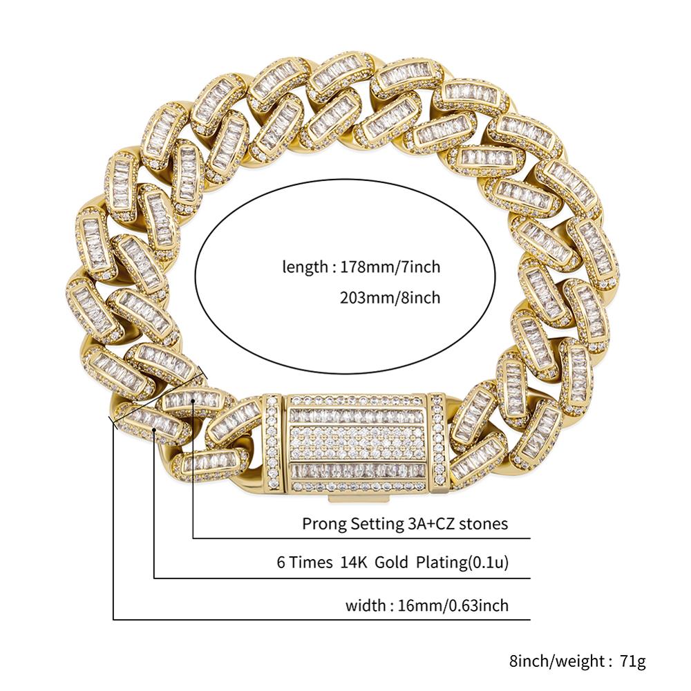 16mm Luxury Baguette Chain Bracelet